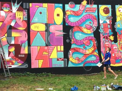 Malaktion an der "Ihme-Hall" unterhalb der Brücke Spinnereistraße 